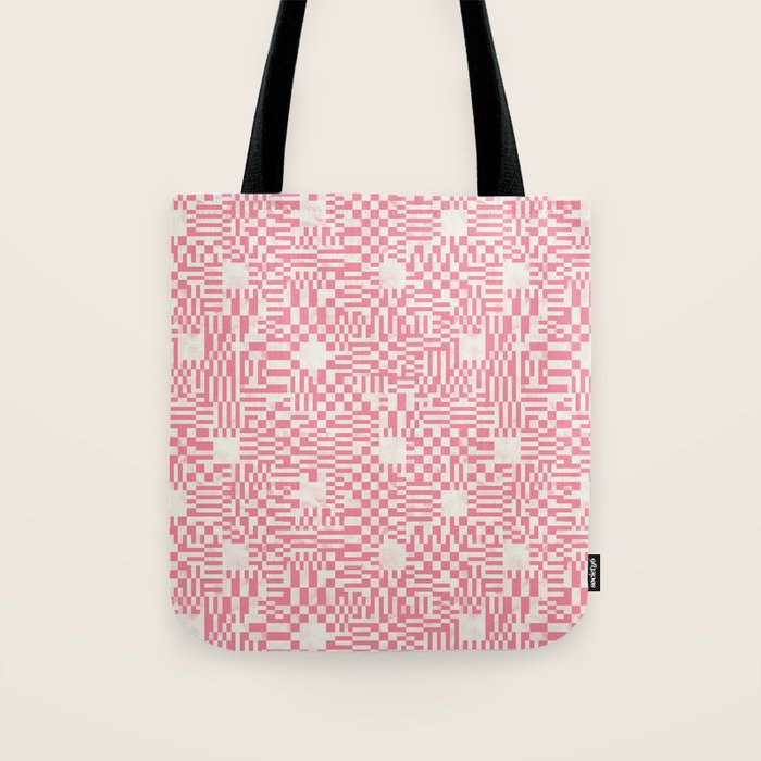 Checkered Pink Matrix Tote Bag Gallery Image 1