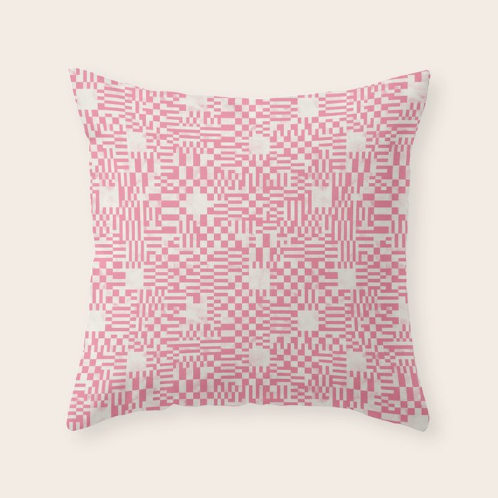Checkered Pink Matrix Throw Pillow Gallery Image 6