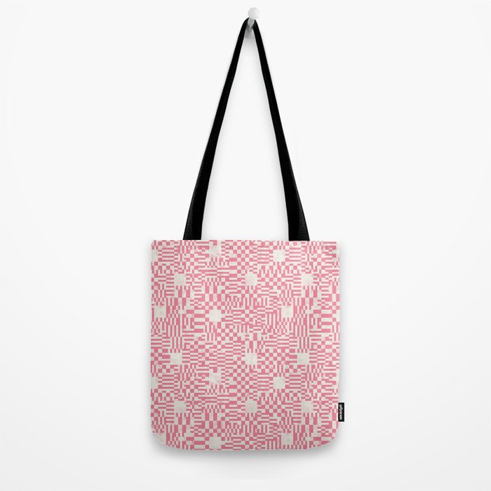 Checkered Pink Matrix Tote Bag Gallery Image 2