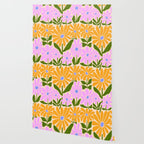 Retro Groovy Daisies - Orange, Pink, Very-Peri and Green  Wallpaper Gallery Image 2