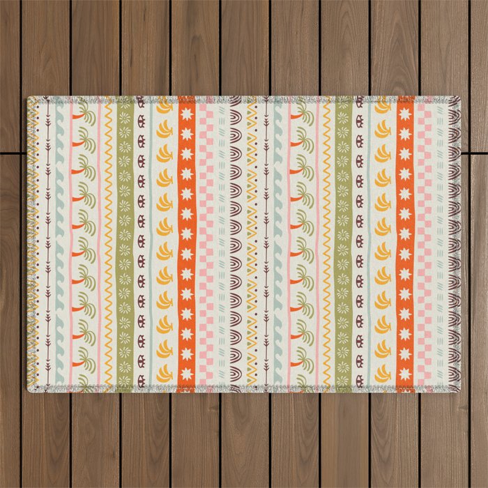 Vintage tropical summer nature art pattern Outdoor Rug Gallery Image 1