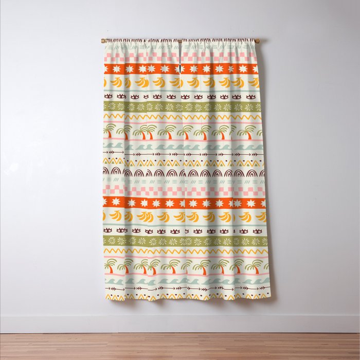 Vintage tropical summer nature art pattern Window Curtain Gallery Image 3