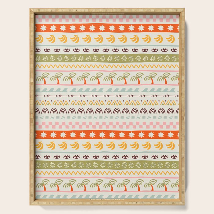 Vintage tropical summer nature art pattern Serving Tray Gallery Image 1