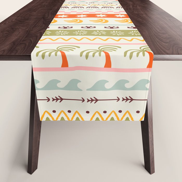 Vintage tropical summer nature art pattern Table Runner Gallery Image 1