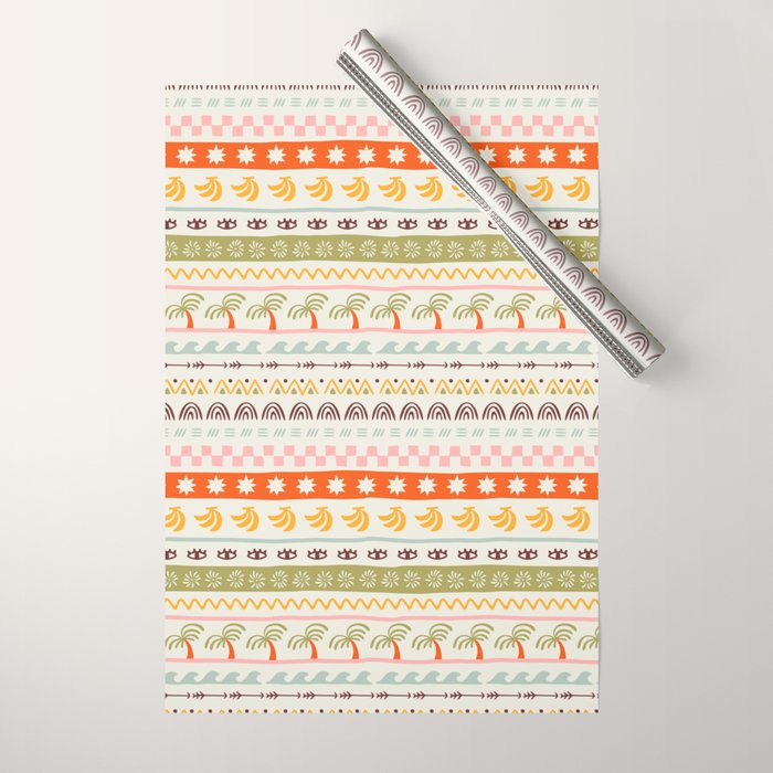 Vintage tropical summer nature art pattern Wrapping Paper Gallery Image 1