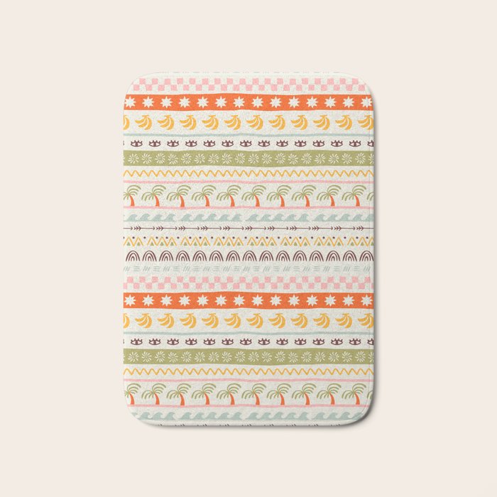 Vintage tropical summer nature art pattern Bath Mat Gallery Image 1