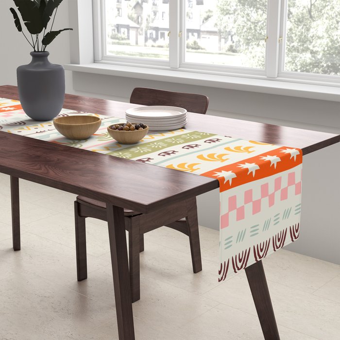 Vintage tropical summer nature art pattern Table Runner Gallery Image 2