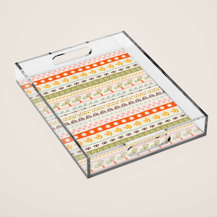 Vintage tropical summer nature art pattern Acrylic Tray Gallery Image 1