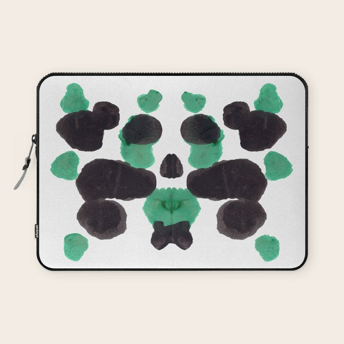 Green & Black Ink Blot Diagram Laptop Sleeve Gallery Image 1
