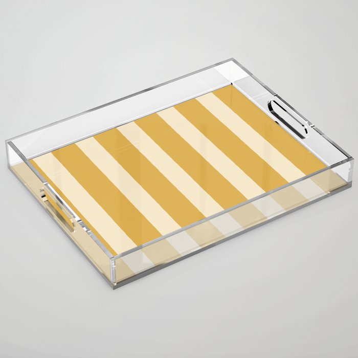 Simple Stripes Pattern - Gold Yelllow Acrylic Tray Gallery Image 1