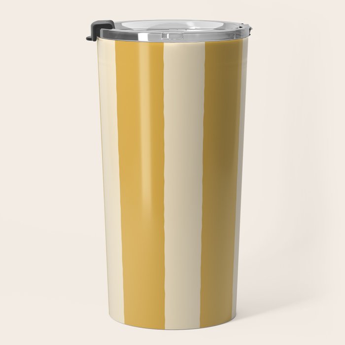 Simple Stripes Pattern - Gold Yelllow Travel Mug Gallery Image 3