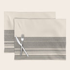 Organic Stripes - Minimalist Textured Line Pattern in Black and Almond Cream Placemat Gallery Image 1