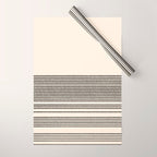 Organic Stripes - Minimalist Textured Line Pattern in Black and Almond Cream Wrapping Paper Gallery Image 1