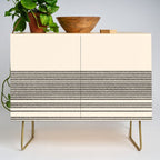 Organic Stripes - Minimalist Textured Line Pattern in Black and Almond Cream Credenza Gallery Image 1