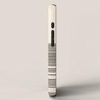 Organic Stripes - Minimalist Textured Line Pattern in Black and Almond Cream iPhone Case Gallery Image 2