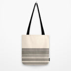 Organic Stripes - Minimalist Textured Line Pattern in Black and Almond Cream Tote Bag Gallery Image 2
