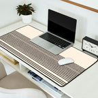 Organic Stripes - Minimalist Textured Line Pattern in Black and Almond Cream Desk Mat Gallery Image 2