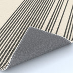 Organic Stripes - Minimalist Textured Line Pattern in Black and Almond Cream Rug Gallery Image 4