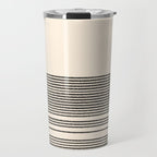 Organic Stripes - Minimalist Textured Line Pattern in Black and Almond Cream Travel Mug Gallery Image 1