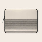 Organic Stripes - Minimalist Textured Line Pattern in Black and Almond Cream Laptop Sleeve Gallery Image 1
