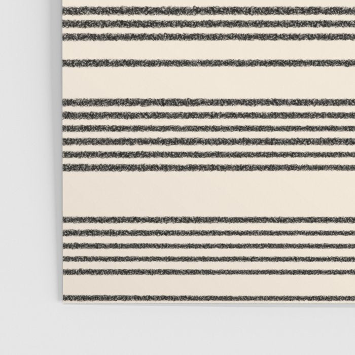 Organic Stripes - Minimalist Textured Line Pattern in Black and Almond Cream Poster Gallery Image 3