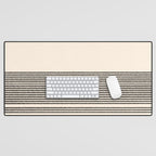 Organic Stripes - Minimalist Textured Line Pattern in Black and Almond Cream Desk Mat Gallery Image 1