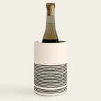 Organic Stripes - Minimalist Textured Line Pattern in Black and Almond Cream Wine Chiller Gallery Image 2