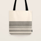 Organic Stripes - Minimalist Textured Line Pattern in Black and Almond Cream Tote Bag Gallery Image 1