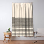 Organic Stripes - Minimalist Textured Line Pattern in Black and Almond Cream Window Curtain Gallery Image 5