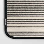 Organic Stripes - Minimalist Textured Line Pattern in Black and Almond Cream Laptop Sleeve Gallery Image 3