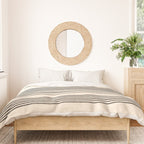 Organic Stripes - Minimalist Textured Line Pattern in Black and Almond Cream Duvet Cover Gallery Image 3
