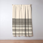 Organic Stripes - Minimalist Textured Line Pattern in Black and Almond Cream Window Curtain Gallery Image 3
