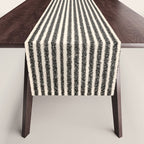 Organic Stripes - Minimalist Textured Line Pattern in Black and Almond Cream Table Runner Gallery Image 1