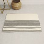 Organic Stripes - Minimalist Textured Line Pattern in Black and Almond Cream Rug Gallery Image 1