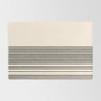 Organic Stripes - Minimalist Textured Line Pattern in Black and Almond Cream Rug Gallery Image 2