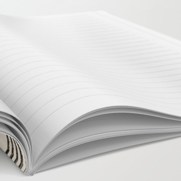 Organic Stripes - Minimalist Textured Line Pattern in Black and Almond Cream Notebook Gallery Image 2