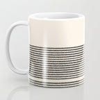 Organic Stripes - Minimalist Textured Line Pattern in Black and Almond Cream Coffee Mug Gallery Image 3