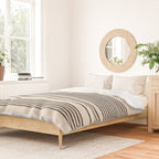 Organic Stripes - Minimalist Textured Line Pattern in Black and Almond Cream Duvet Cover Gallery Image 2