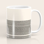 Organic Stripes - Minimalist Textured Line Pattern in Black and Almond Cream Coffee Mug Gallery Image 1