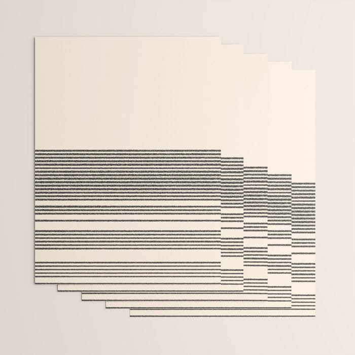 Organic Stripes - Minimalist Textured Line Pattern in Black and Almond Cream Wrapping Paper Gallery Image 3
