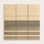 Organic Stripes - Minimalist Textured Line Pattern in Black and Almond Cream Wood Wall Art Gallery Image 1