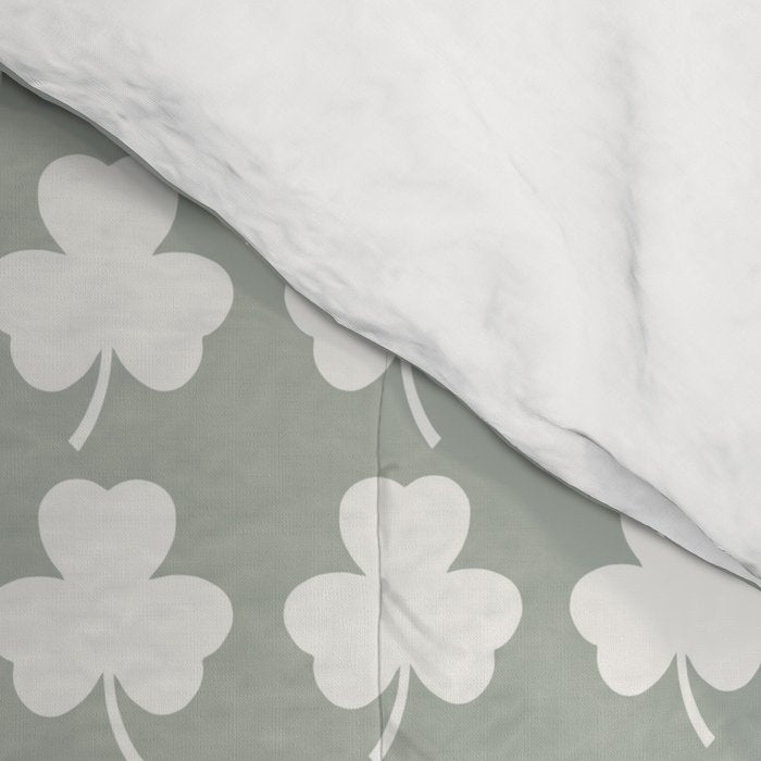 Clovers XXXV Neutral Green Botanical Pattern Comforter Gallery Image 4