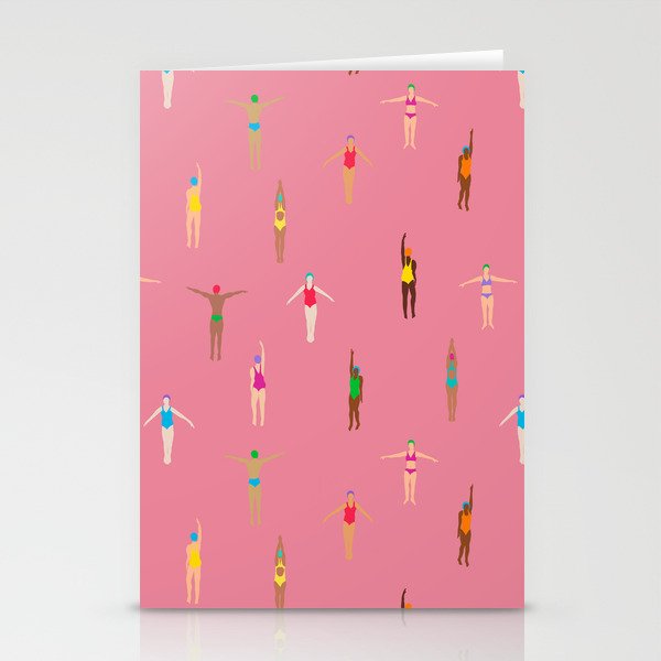 Swimmers in a Sea of Pink Stationery Card Gallery Image 2