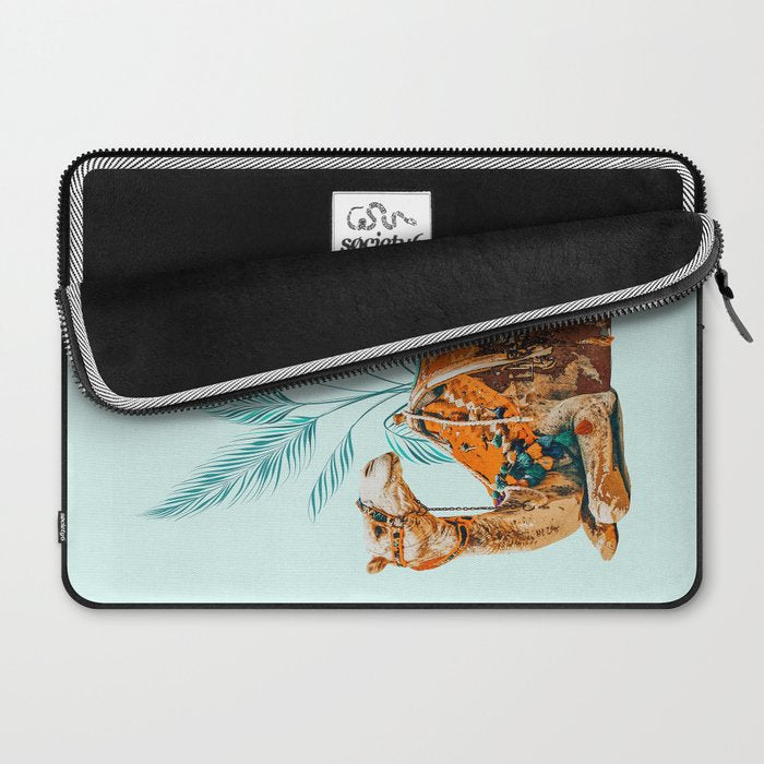 Camel Ride, Modern Bohemian Eclectic Animals, India Culture Travel Palm Desert Painting Laptop Sleeve Gallery Image 2