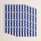 Vintage Blue Gingham with Flowers Wrapping Paper Gallery Image 3