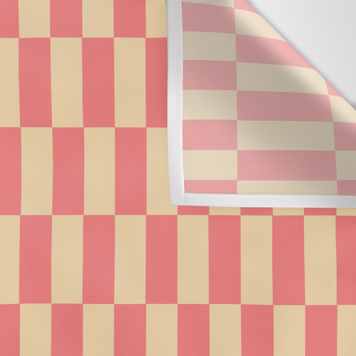 Narrow Check Pattern - Retro Coral and Cream Wall Tapestry Gallery Image 3