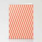 Narrow Check Pattern - Retro Coral and Cream Stationery Card Gallery Image 2