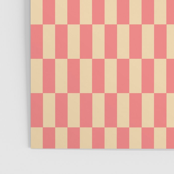 Narrow Check Pattern - Retro Coral and Cream Poster Gallery Image 3