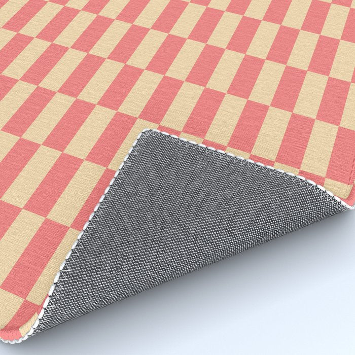 Narrow Check Pattern - Retro Coral and Cream Rug Gallery Image 4