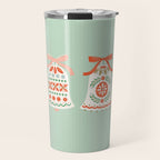 Folk Art Holiday Bells - Light Green Travel Mug Gallery Image 1